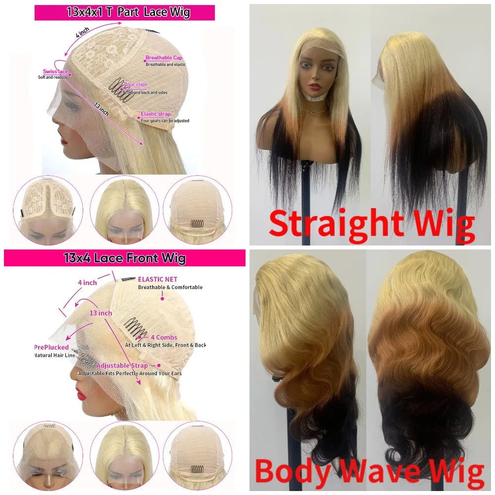 613 Ombre HD Lace Front Wigs Human Hair Pre Plucked 13x4 Transparent Lace Front Wig Reverse Ombre Hair On Blonde Colored Wig