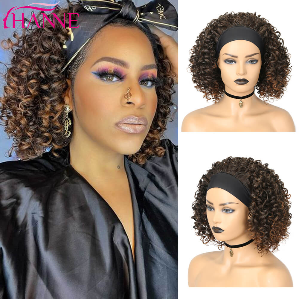 Afro Kinky Curly Synthetic Wig Purple Wig Curly Perruque Bob Synthétique Short Wigs For Black Women 3/4 Half Wig Heat Resistance