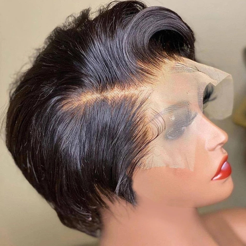 Pixie Cut Wig Cheap Short Bob Lace Frontal Straight Transparent T Part Lace Front Human Hair Wigs For Black Women Brazilian Remy