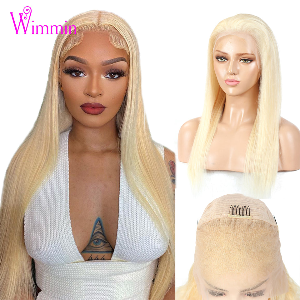 30Inch 613 HD Lace Frontal Wig Transparent 13x4 150% Brazilian Remy Straight Frontal Wig Human Hair for Women Honey Blonde Wig